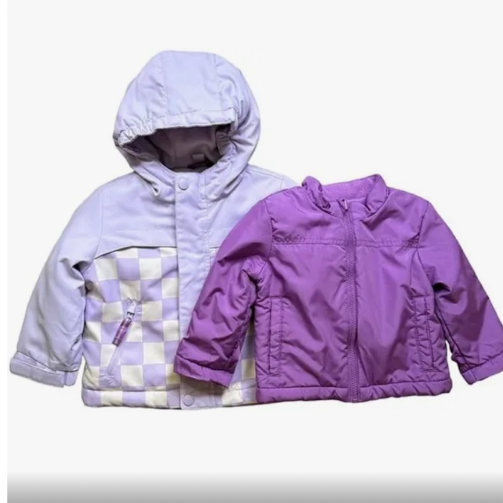 Toddler Girls' Checkered Long Sleeve 3-in-1 Jacket - Cat & Jack Sz 12M